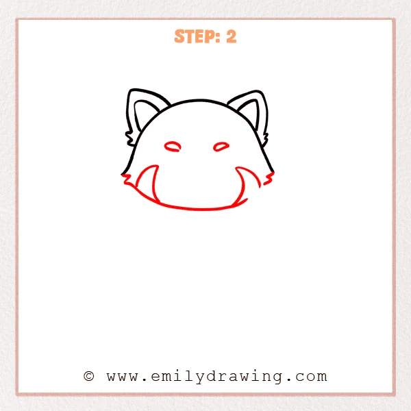 how to draw a red panda - Step 2